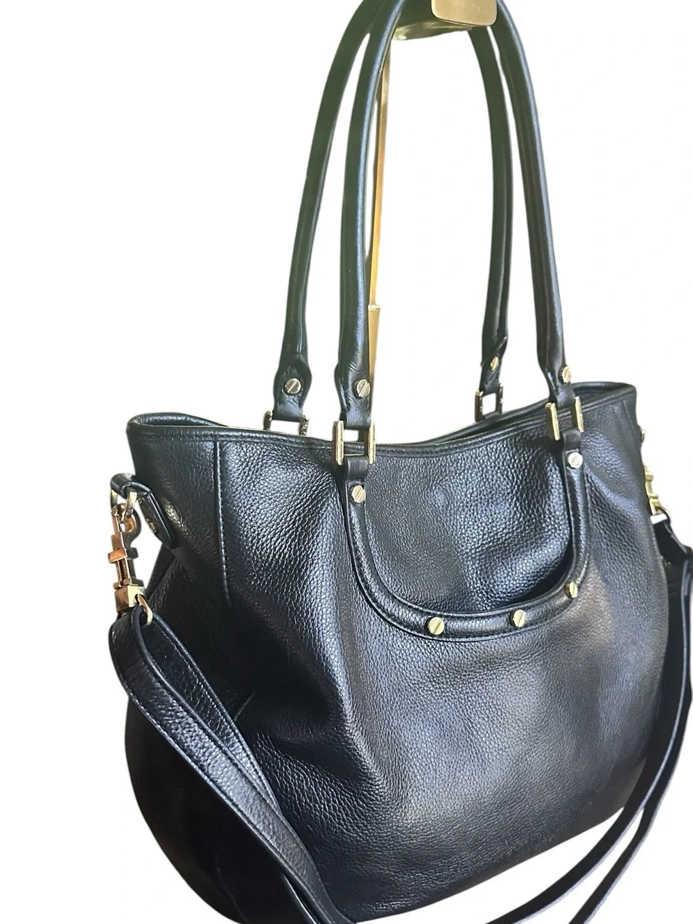 Tory Burch Amanda Classic Handle Black Leather Hobo Crossbody Dust Bag
